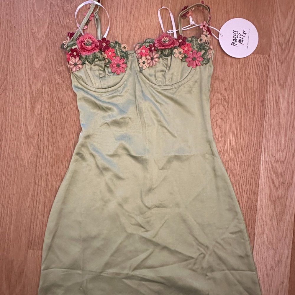 PRINCESS POLLY KENZIE MINI DRESS GREEN SIZE 0